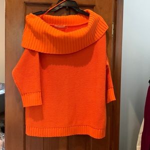 NWOT Alice + Olivia cotton blend off shoulder cowl neck 3/4 sleeve sweater szM